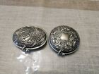 Vintage Metal Art Deco Vanity Compact Mirror  photo Holder Embossed Lot Of 2 M5