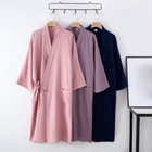 Women Soft Cotton Kimono Robe Dressing Gown Japanese Yukata Nightwear Bathrobe