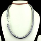 Necklace Silver Plated Brass Metal Snake Antique Vintage Fashion Oxidised Chain