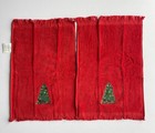 Set Of 4 Vintage Finger Guest Towels Christmas Tree Poinsettias Candles Holiday