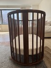 Walnut Stokke Crib Excellent Condition Baby To Toddler   New Mattress      300