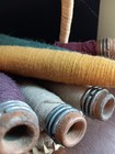 6 Antique Wooden Spools Textile Mill Thread Bobbins Spindles W thread Multicolor