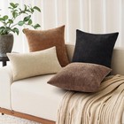 Pack Of 2 Decorative Chenille Throw Pillow Covers 22x22 Inch Soft Neutral Far   