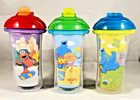 Sesame Street Plastic Cups With Lids And Straws  Used