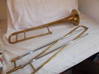 Frank Holton Model 65 Brass Trombone W  Non Original Case Good Used Condition