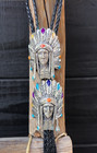 Indian Chief Headdress Bolo Tie Turquoise Lapis Sterling Silver Western Cowboy