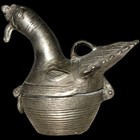 Antique Bronze Peacock Betel Box From India Phallic Patinated Rooster Feathered