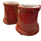 Vintage Burgundy Tapestry Clip On Lamp Shade Beaded Fringe 4   x4    Set Of 2