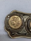 Vintage Las Vegas Dollar Twenty Dollar Coin Belt Buckle Gold Tone Western