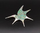 Mexico 925 Silver  Vintage Abalone   Crushed Chrysocolla Brooch Pin  Bp10090