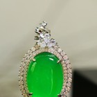 Perfect High Ice Chinese Green Jade Precision Carved Elliptic Pendant M59070