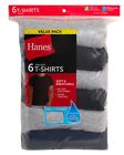 Hanes 6-pack Mens T-shirt Moisture-wicking Cotton Crewneck Tees Black  Gray Xl