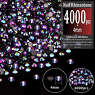 4000pcs 4mm Resin Rhinestones Bulk  Purplish Black Ab Flatback Round Jelly Rhine