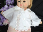 Antique Victorian Bebe Doll Clothes Cape Cloak White Linen Lace For Large Doll