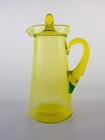 Tiffin Glass Wide Optic Tall Covered Jug 1924 Canary Vaseline  127 Flawless Rare
