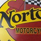 Vintage Norton Motorcycles Porcelain Sign - Automobiles Mechanic Dealer Biker