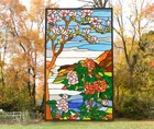 20 5  X 34 25  Tiffany Style Stained Glass Window Panel Cherry Blossom Wl