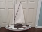 Large Vintage Hollow Wood Boat Pond Yacht  Ship Sailboat Model- 39 x42   