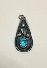 Vintage Native American Silver Tone And Turquoise Stone Pendant By L Spencer