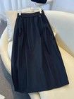 High Waist A-line Midi Skirt Plus Size Elastic Pleated Loose Slimming Fashionabl