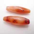 Pair Large Antique Agate Carnelian Stone Trade Beads Old Tribal African Estate