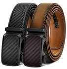Adjustable Men s Ratchet Belt 2 Pack - Click Leather  Perfect Fit  Great Gift