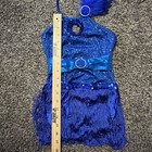 Girls Figure Ice Skating Competition Dress Size 6-7 Blue Dazzle Fringe