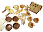 Vtg Childs Ohio Art Pfaltzgraff Village 38 Pc Play Dish Set Tea Toaster Cookware