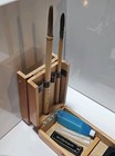 Vintage  Japanese Calligraphy Set Wood Box Brushes Ink Stone Suzuri Stone Japan