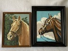 Vintage 2 Paint By Number Equine Horse Paintings Palomino   Bay framed W glass