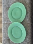 Set Of 2 Vintage Jadeite Plates 9 Inch Green Glass Restaurant Ware Unmarked