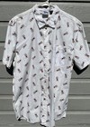 Miller Lite All Over Beer Can Logo Print White Large Advertising Button Shirt