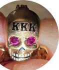 Vintage 1956 Tri Kappa 10k Gold Skull Pin With Ruby Eyes   Enamel Teeth Indiana 