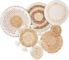 7 Pack Boho Wall Basket Decor - Seagrass Rattan Wicker Wall Decor Round Handm   