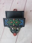 Vintage Wilton Cast Iron Wall Match Holder Safe Polychrome Painted Decor