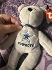 Ty Beanie Babies Dallas Cowboys Nfl Plush Bear Gray Blue White With Tags