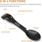 5 In 1 Stainless Steel Spork Spoon Fork Knife Camping Bottle Can Opener Edc Kit