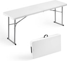 Folding Table 6ft Narrow Portable Foldable Plastic Heavy Duty Long Table black