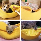 Cute Winter Banana Cat Bed Cozy Warm Pet House Soft Mat Dog Cat Cave Portable
