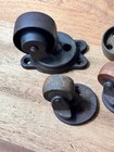 Vintage Lot X4 Cast Iron Industrial Caster Wheels Antique Hardware Wooden Wheels
