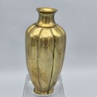 Old Vtg Chinese Brass Bronze Vase Lobed Melon Ribbed Form Signed Dents Damage 7 