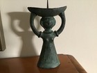 Wonderful Old Asian  chinese   Aged Bronze Candlestick Figure Statue Signed 7 