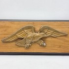 Vintage Cast Metal Bald Eagle Wall Plaque Brass Tone Military Patriotic 18 5 