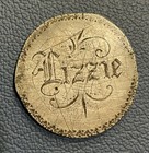 Silver Love Token - 1892 Barber Quarter Detail Hand Engraved    lizzie   