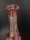Rare Bohemian Cranberry Blown Glass Cut To Clear Diamond   Starburst  Decanter