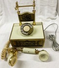Vtg  Deco-tel French Victorian Style Ivory   Gold  Rotary Dial  Phone Movie Prop