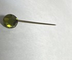 Vintage Brass Hatpin With Faceted Green Glass Jewel