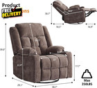 Power Swivel Rocker Recliner Chair Massage Heat Usb Type-c Electric Glider