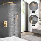 Brushed Gold Shower Faucet Set With Valve 8 Inch Rain Shower Head Combo System