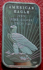 Eagle With 25 Rays Bar-wm On Right-world Wide Mint 1  Troy Oz 999 Fine Silver
